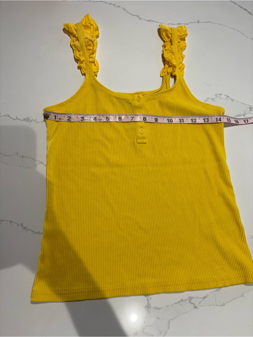 J.Crew Mustard Yellow Ribbed Ruffle Strap Tank Top M - Picture 2 of 11